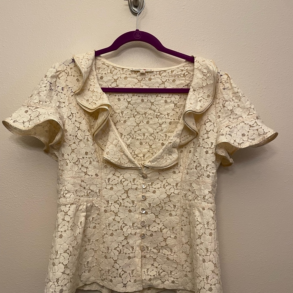 Lace blouse, cream colored, size 12, Nanette Lepore brand.